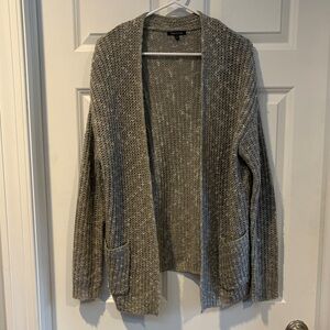 Pink Clover Open-Front Heathered Gray Cardigan